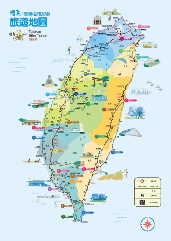 Taiwan bike travel map